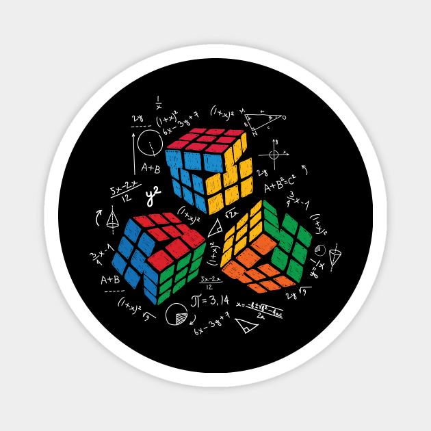 Rubik's Cube algorithm rubik's cube impossible math Rubiks Cube Rubik Cube Retro Colorful / son Cube Game /  math kids gift  / Fun Gift for Cuber Spinning Rubix / rubik's cube present Magnet by Anodyle